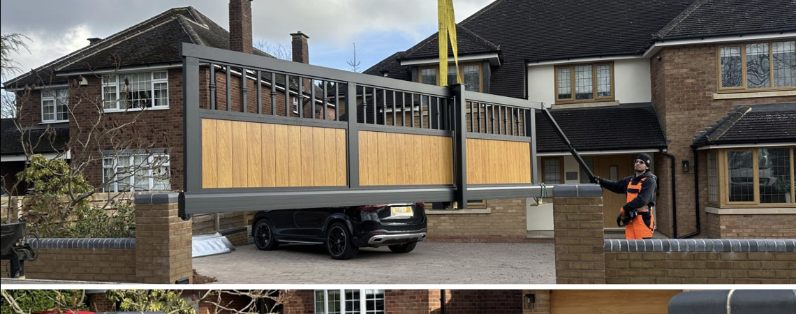 Installed aluminium sliding gate at a residential property